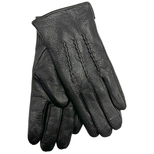 Перчатки кожаные Мужские зимние, теплые (черный)