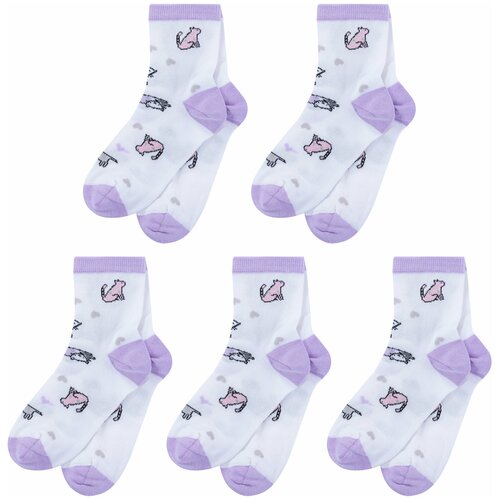 Носки LorenzLine для девочек, 5 пар, фиолетовый (фиолетовый/сиреневый)