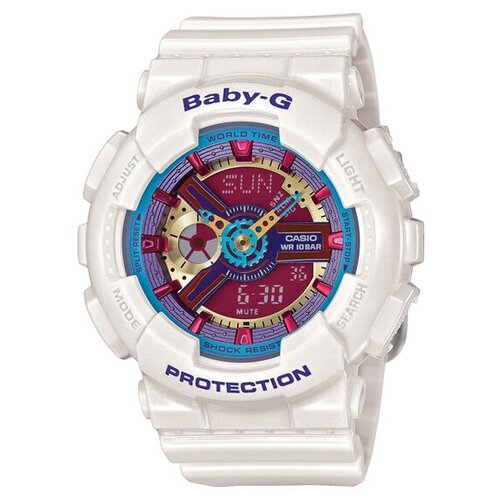 Наручные часы CASIO Baby-G Часы наручные Casio BA-112-7A, мультиколор, белый (белый/мультицвет/красный)