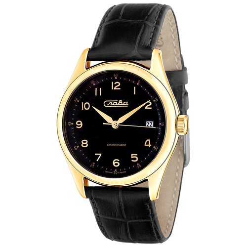 Наручные часы Слава Российские механические наручные часы Слава 1499283/300-8215, черный, золотой (черный/золотистый) - изображение №1