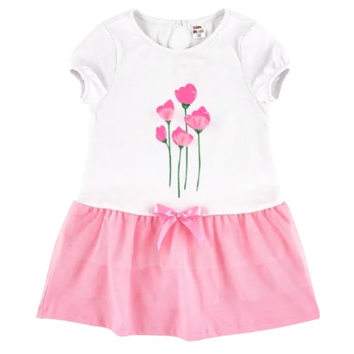 Платье Mini Maxi, хлопок, трикотаж, белый, розовый (розовый/белый)