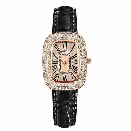 Наручные часы Часы наручные женские, d-2.6 см, черный ремешок, мультиколор (мультицвет)