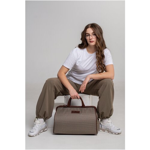 Сумка дорожная CityValise, 23х28х43 см, ручная кладь, коричневый - изображение №1