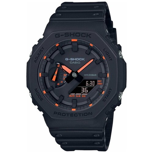Наручные часы CASIO G-Shock Наручные часы Casio G-Shock GA-2100-1A4, черный, оранжевый (черный/оранжевый)