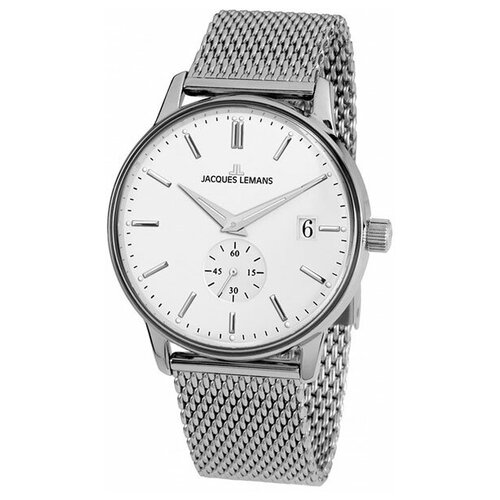 Наручные часы JACQUES LEMANS Retro Classic Часы наручные Jacques Lemans N-215F, серебряный (серебристый/белый) - изображение №1