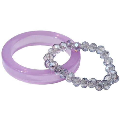 Набор колец Queen Fair, стекло, искусственный камень, безразмерное, розовый, бесцветный (розовый/фиолетовый/бесцветный/сиреневый) - изображение №1