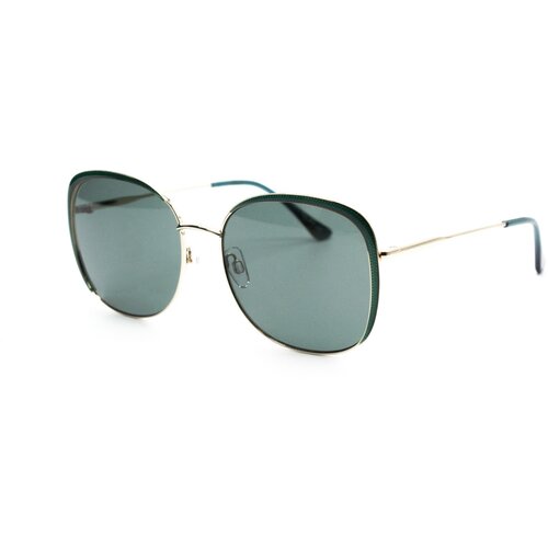 Солнцезащитные очки FLAMINGO, бабочка, оправа: металл, для женщин, золотой (зеленый/золотистый)