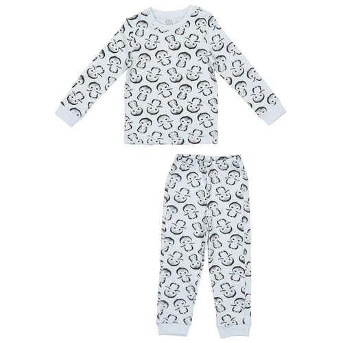 Пижама Белый Слон детская, брюки, рукава с манжетами, брюки с манжетами, голубой (голубой/светло-голубой) - изображение №1
