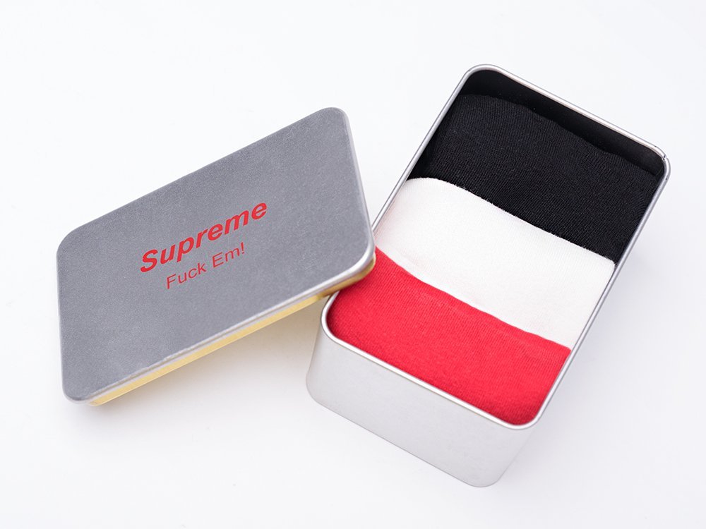 Носки Supreme в коробке 3 пары (разноцветный) - изображение №1
