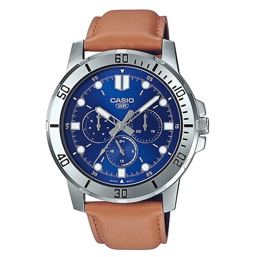 Наручные часы CASIO Collection MTP-VD300L-2E, серебряный, синий (синий/коричневый/серебристый/сине-коричневый) - изображение №1
