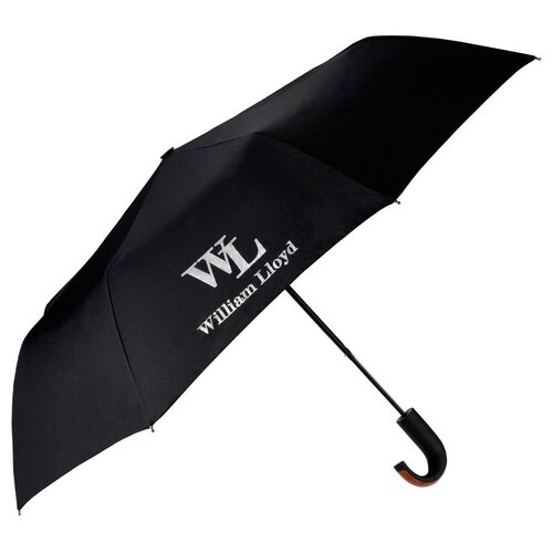 Мини-зонт William Lloyd, полуавтомат, 3 сложения, 8 спиц, черный