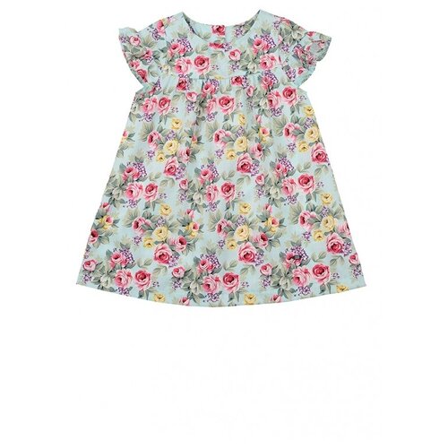 Платье Mini Maxi, хлопок, флористический принт, бирюзовый - изображение №1
