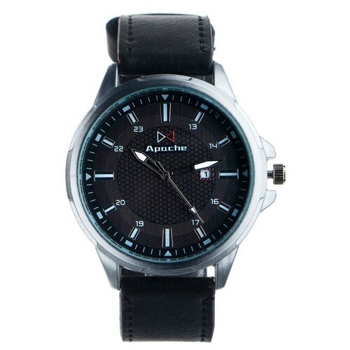 Наручные часы Часы наручные мужские "Аранс" с датой, d=4.5 см, чёрный ремешок, черный - изображение №1