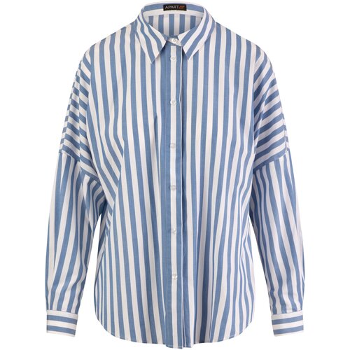 Рубашка  Apart, прямой силуэт, длинный рукав, в полоску, голубой, белый (голубой/белый)