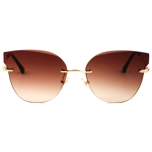 Солнцезащитные очки Keluona, бабочка, оправа: металл, градиентные, для женщин, золотой (коричневый/золотистый)