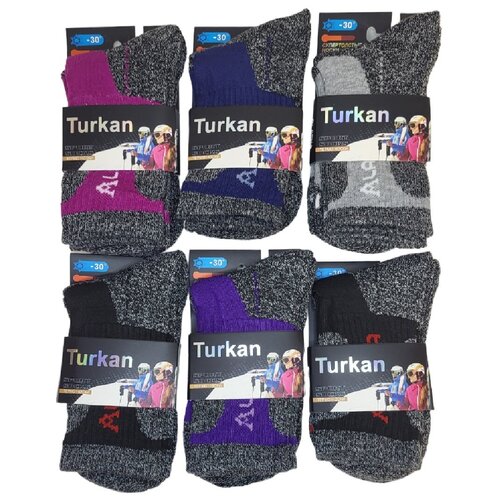 Носки Turkan, 6 пар, серый, бордовый, черный, мультиколор (серый/черный/разноцветный/бордовый/мультицвет)