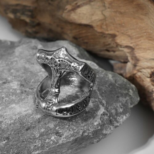 Кольцо Сима-ленд, нержавеющая сталь, бижутерный сплав, чернение, серебряный, белый (серебристый/белый)