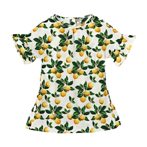Платье Mini Maxi, хлопок, белый, желтый (зеленый/желтый/белый)