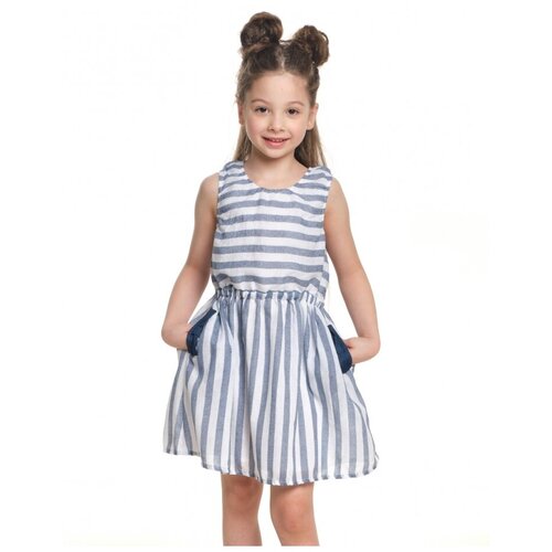 Платье Mini Maxi, деним, хлопок, в полоску, белый, синий (синий/белый)