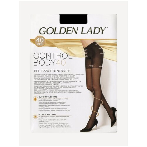 Колготки  Golden Lady Control Body, 40 den, с ластовицей, утягивающие, с шортиками, черный