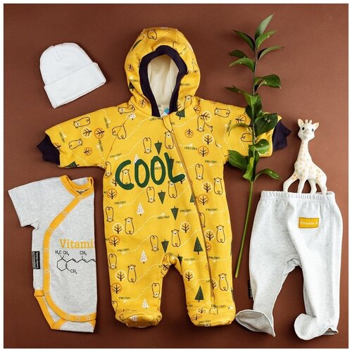 Комплект одежды  lucky child, желтый, белый (серый/желтый/белый/желтый-серый) - изображение №1