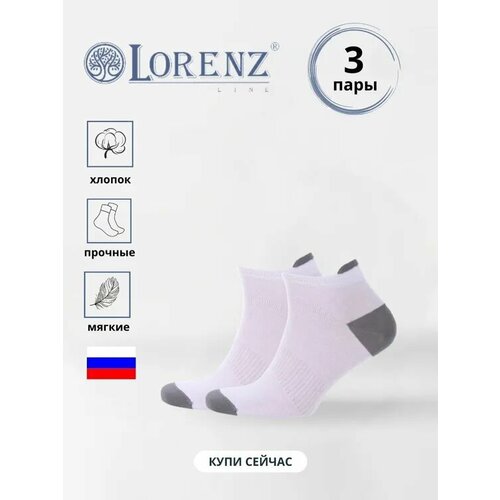 Носки LorenzLine, 3 пары, серый, белый (серый/белый)