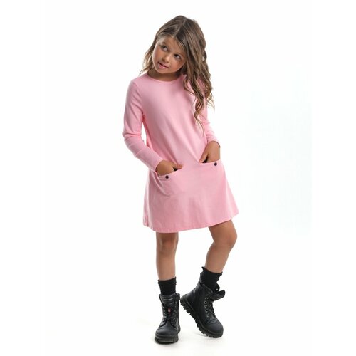 Платье Mini Maxi, хлопок, трикотаж, однотонное, розовый