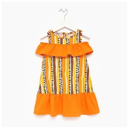 Платье для девочки, цвет светло-бежевый/оранжевый, рост 116 см