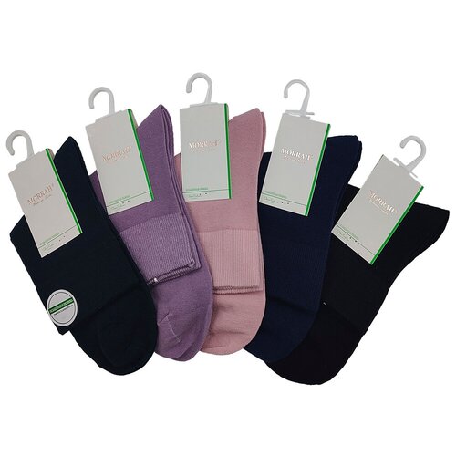 Носки MORRAH, 5 пар, зеленый, синий, розовый, черный (черный/синий/разноцветный/розовый/зеленый)