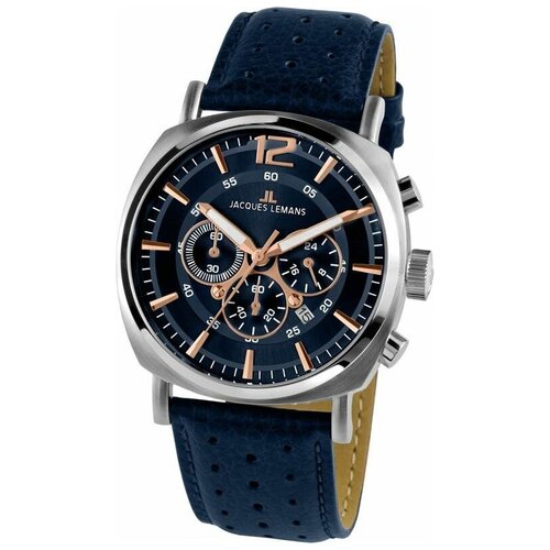 Наручные часы JACQUES LEMANS Lugano Часы наручные Jacques Lemans Lugano 1-1645I, серебряный (синий/серебристый)