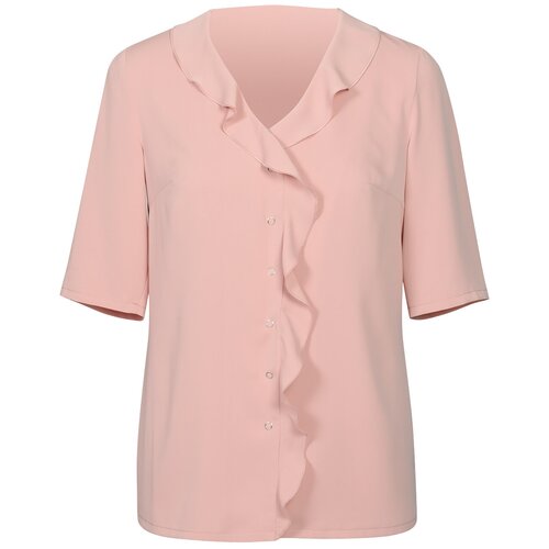 Блуза  Mila Bezgerts, повседневный стиль, прямой силуэт, короткий рукав, однотонная, розовый - изображение №1
