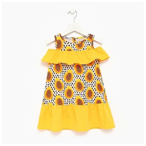Платье для девочки, цвет светло-бежевый/жёлтый, рост 134 см (бежевый/желтый)