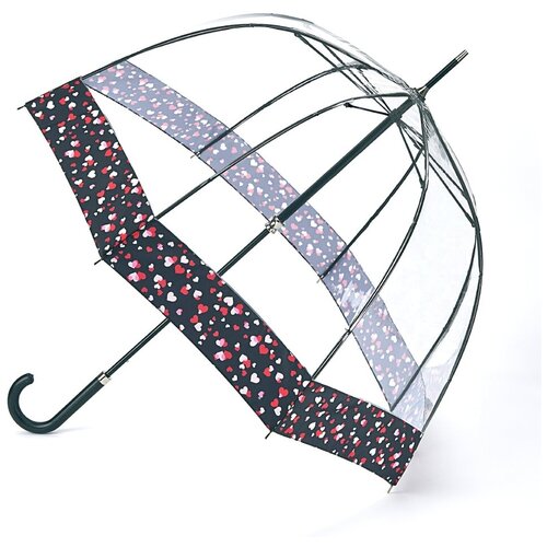 Зонт-трость FULTON, механика, купол 88 см., 8 спиц, система «антиветер», прозрачный, для женщин, черный