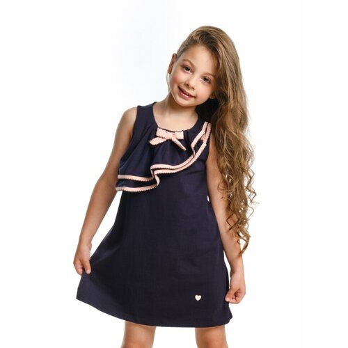 Платье Mini Maxi, хлопок, трикотаж, однотонное, синий