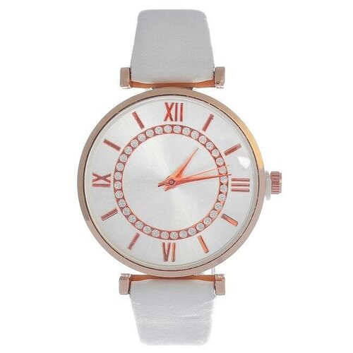 Наручные часы Часы наручные женские "Мелла", d-3 см, белый ремешок, белый