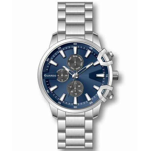 Наручные часы Guardo Наручные часы Guardo Premium 12721-2, серебряный, синий (синий/серебристый) - изображение №1