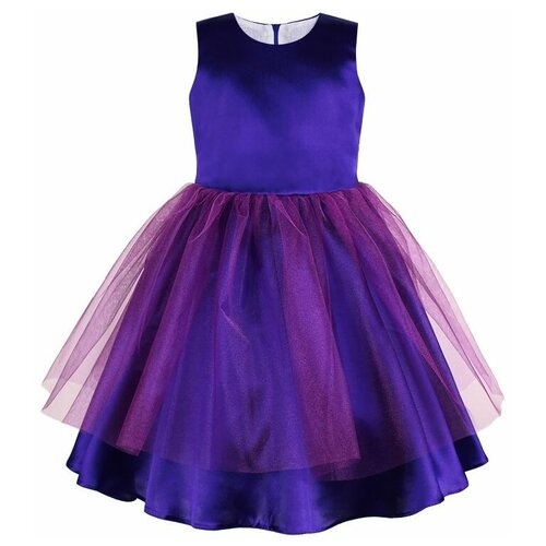 Платье радуга дети, нарядное, однотонное, фиолетовый