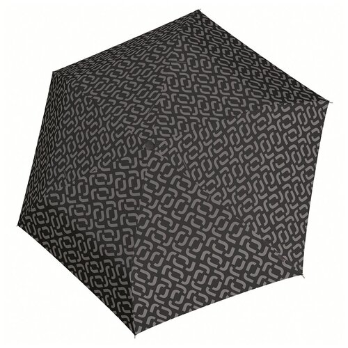 Мини-зонт reisenthel, механика, 2 сложения, купол 97 см., 6 спиц, чехол в комплекте, черный (черный/серый)