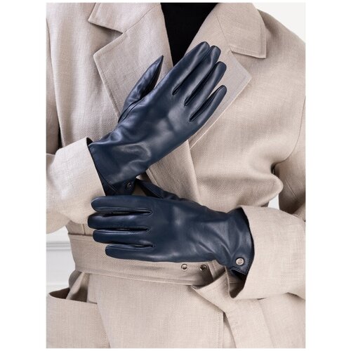 Перчатки LABBRA, демисезон/зима, натуральная кожа, подкладка, синий