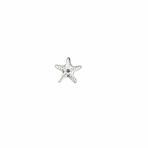 Серьги пусеты CORDE Серебряная серьга-пусета оригами морская звезда с натуральным сапфиром, серебро, 925 проба, родирование, сапфир, размер/диаметр 8 мм., серебряный (серебристый)