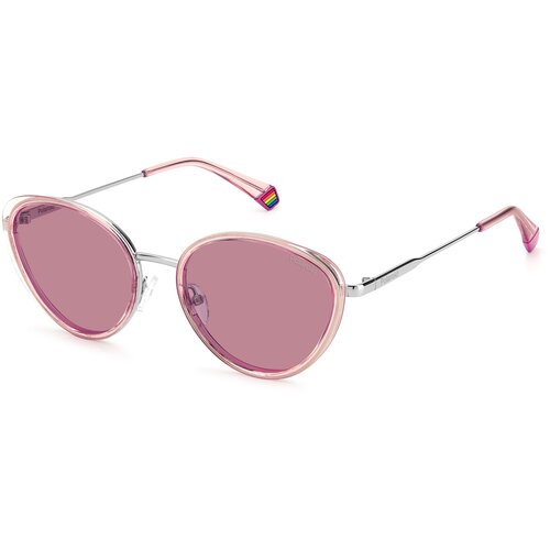 Солнцезащитные очки Polaroid, кошачий глаз, оправа: металл, с защитой от УФ, поляризационные, розовый