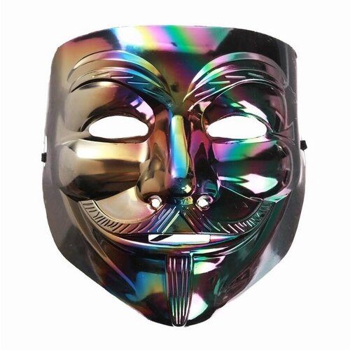 Карнавальная маска "Гай Фокс" (черный/мультицвет/хром) - изображение №1