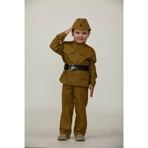 Солдат с прямыми штанами (хлопок) хаки (14477) 128 см (коричневый/хаки) - изображение №1
