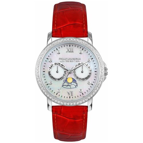 Наручные часы Philip Laurence PL256SS0-44M, серебряный, мультиколор (красный/серебристый)