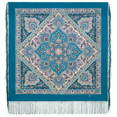 Платок Павловопосадская платочная мануфактура, 89х89 см, синий