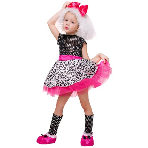 Карнавальный костюм Кукла Лол Пуговка рост 128 (черный/розовый/белый)