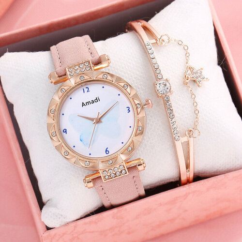 Наручные часы Часы женские наручные с браслетом, розовый