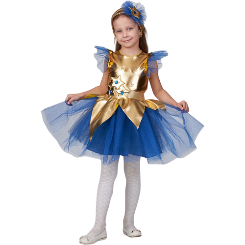 Карнавальный костюм Звездочка золотая, костюм звездочки для девочек, на утренник, новый год, на праздник (синий/золотистый)