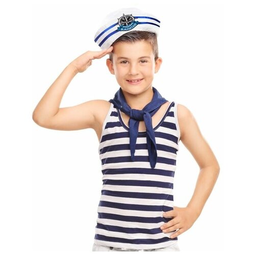 Шляпа юнга детская "Будущий капитан" р-р 52 1016873 (синий/зеленый/белый)