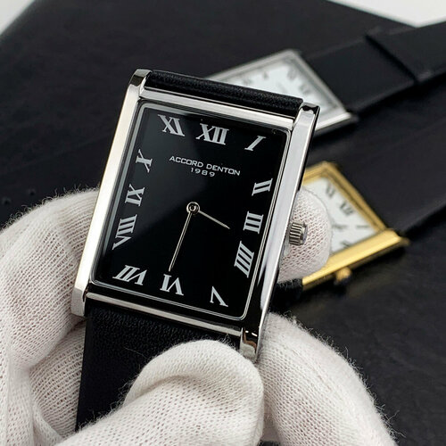 Наручные часы Accord Denton Часы наручные кварцевые, классические, повседневные, подарок мужчине, черно-белые, серебристые, золотой, черный (серый/черный/серебристый/белый/золотистый)